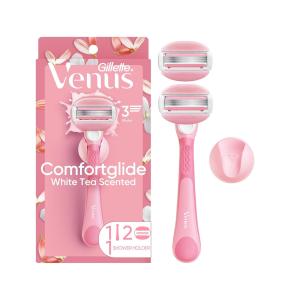 Gillette Venus Comfort Glide White Tea Women's Razor Handle + 2 Blade Refills 1 Set