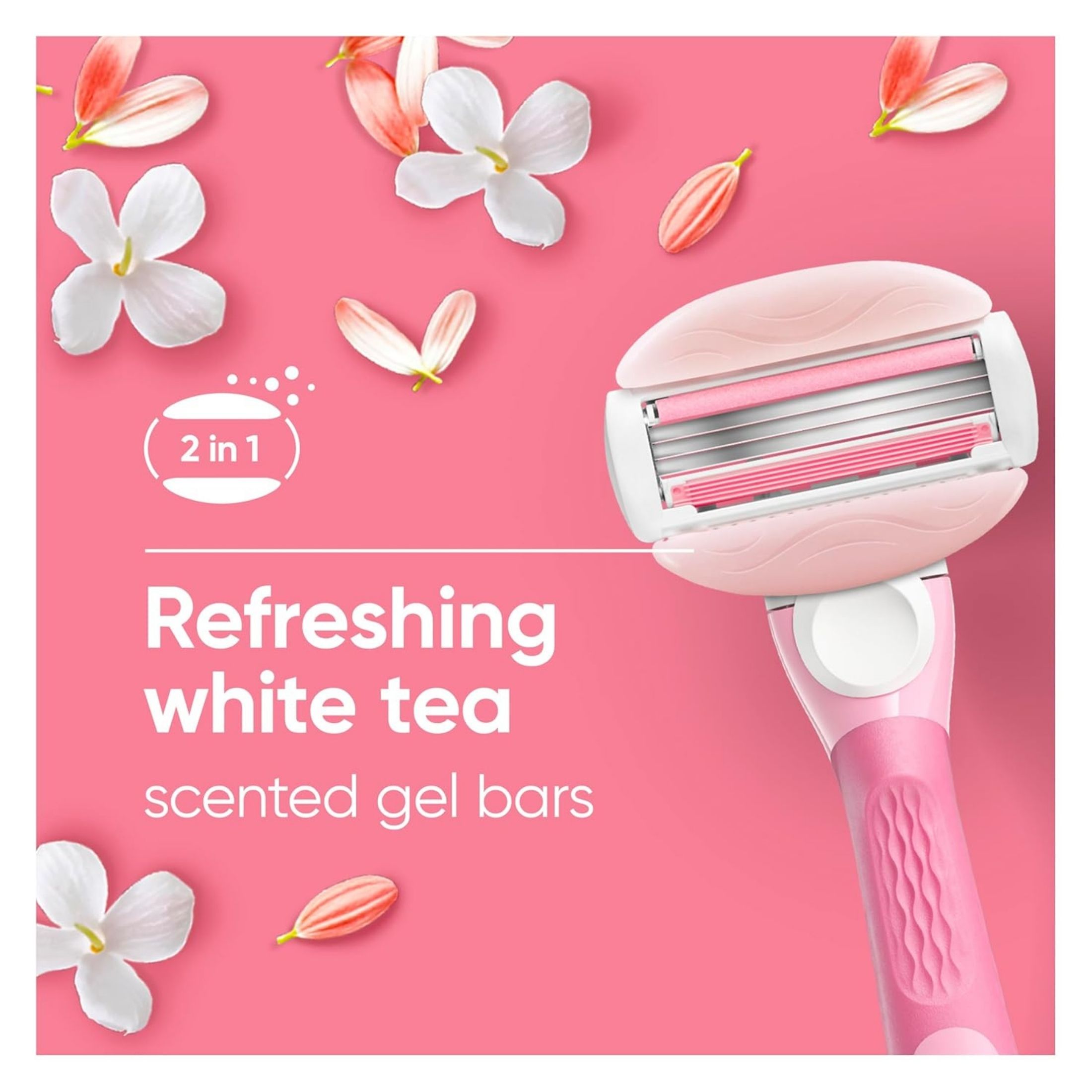 Gillette Venus Comfort Glide White Tea Women's Razor Handle + 2 Blade Refills 1 Set