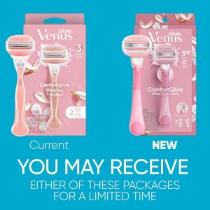 Gillette Venus Comfort Glide White Tea Women's Razor Handle + 2 Blade Refills 1 Set