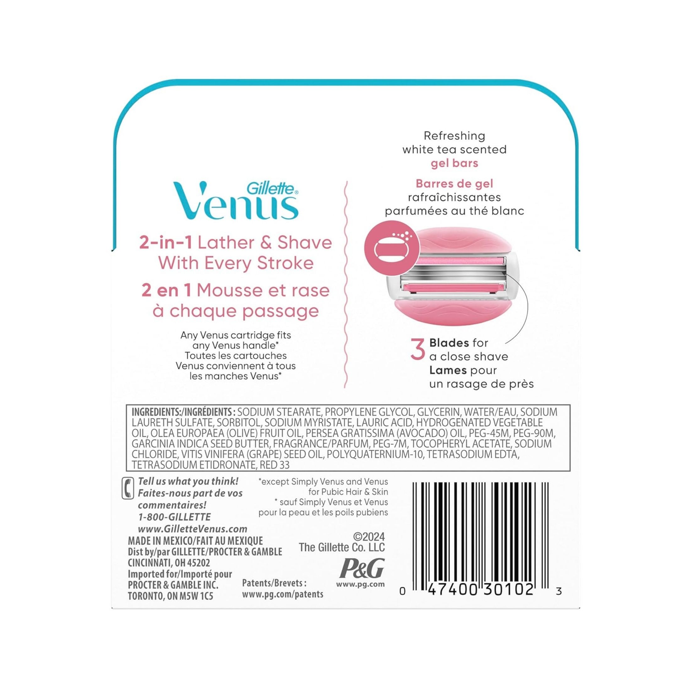Gillette Venus ComfortGlide White Tea Women's Razor Blade Refills Cartridges