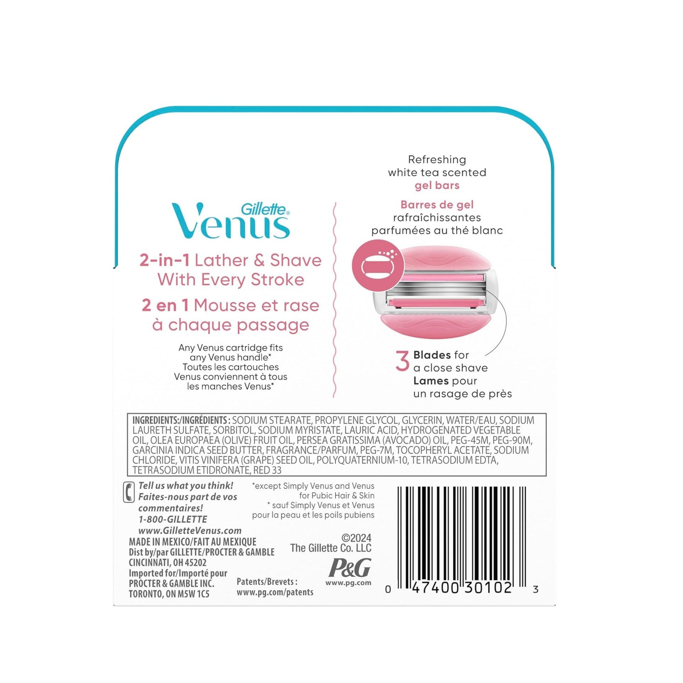 Gillette Venus ComfortGlide White Tea Women's Razor Blade Refills Cartridges