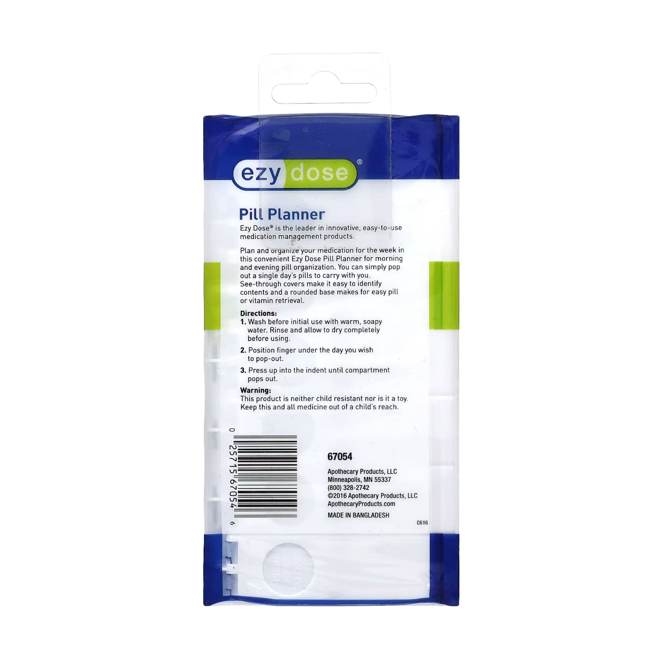 Ezy Dose Weekly AM/PM Travel Pill Planner, Small