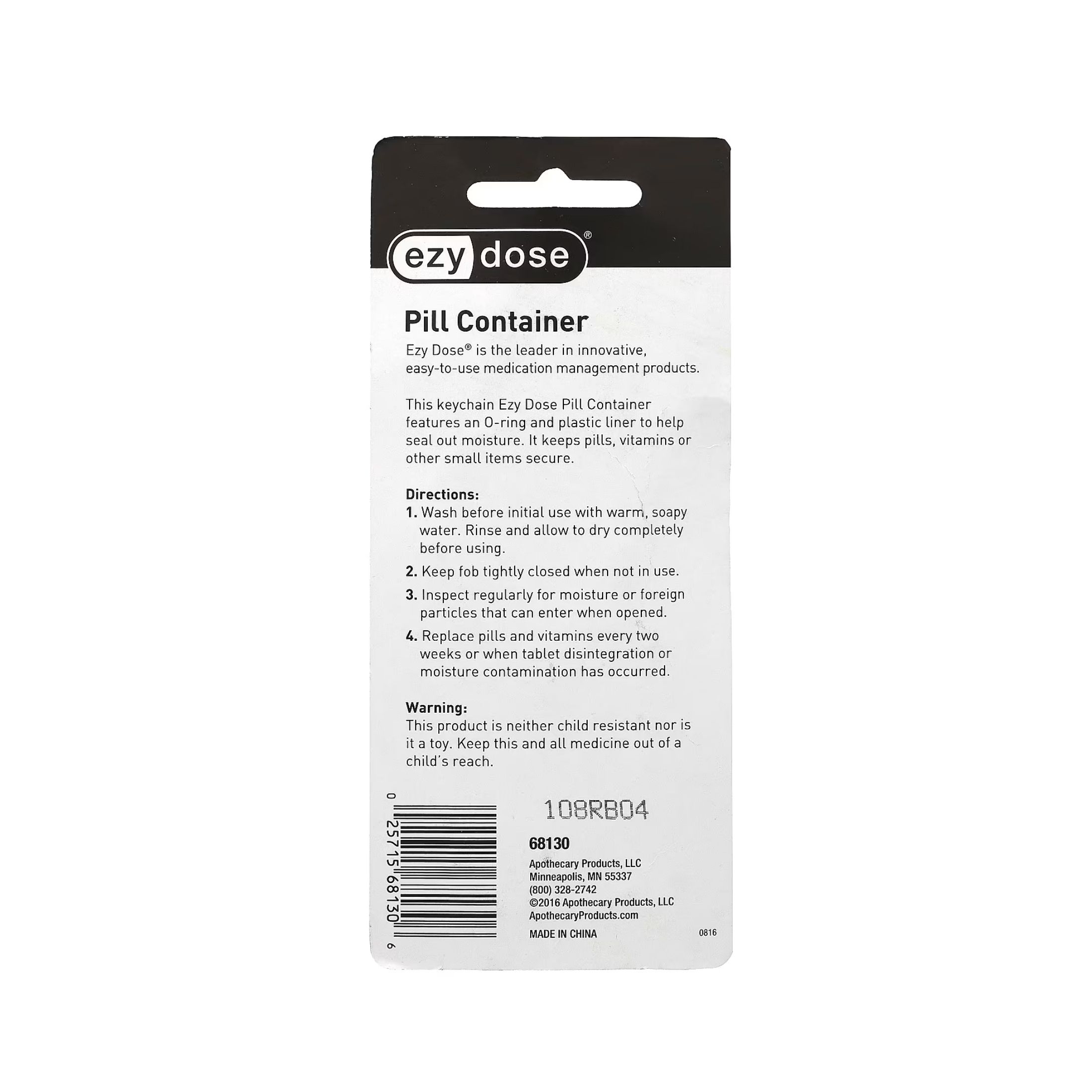 Ezy Dose Pill Container, Keychain Fob