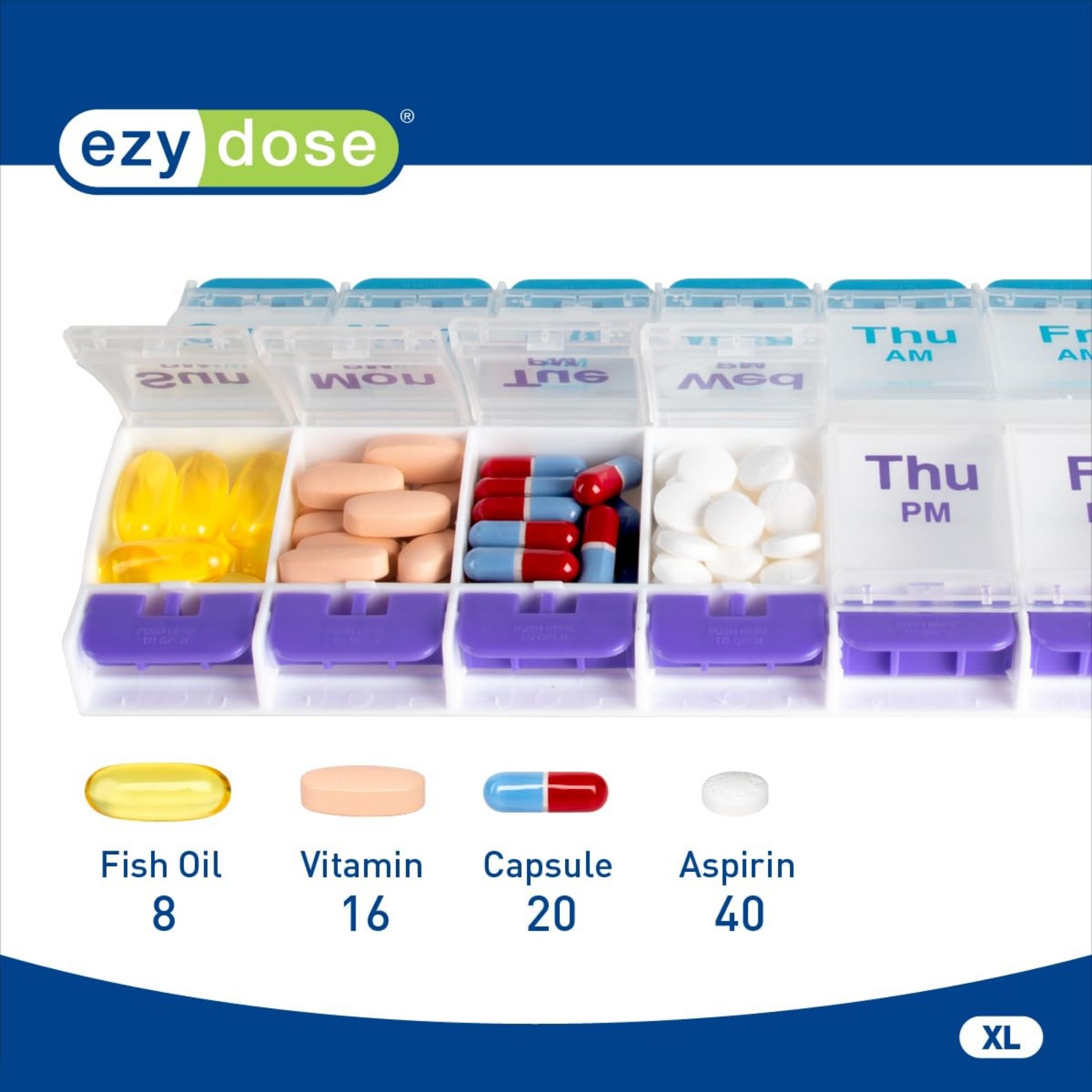 Ezy Dose Push Button 7-Day Medium Pill Reminder #67577
