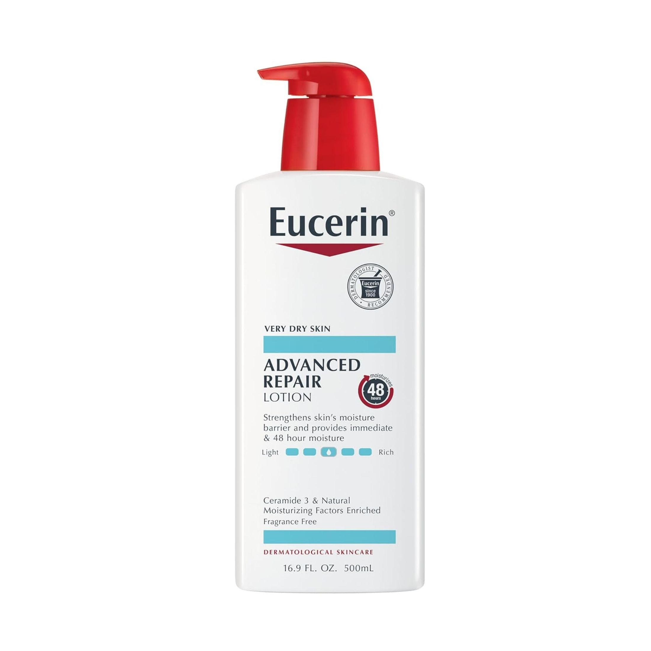 Eucerin Lotion, Light Feel, Advanced Repair, Fragrance Free