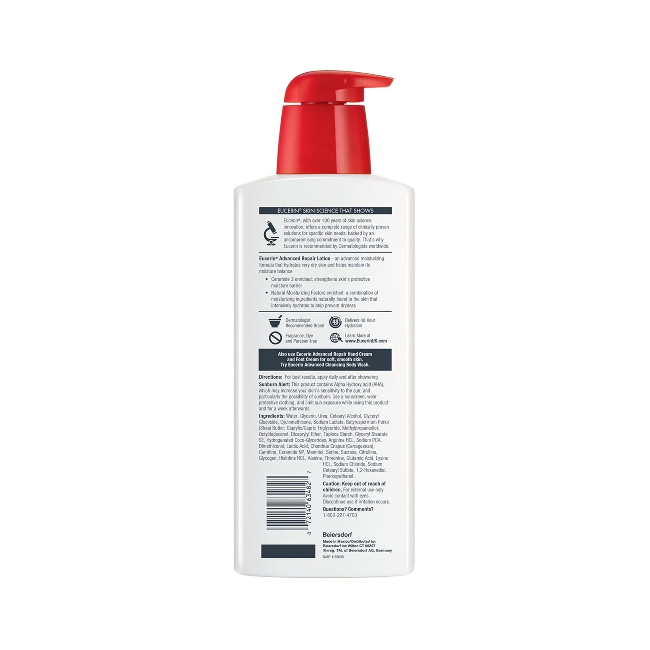 Eucerin Lotion, Light Feel, Advanced Repair, Fragrance Free