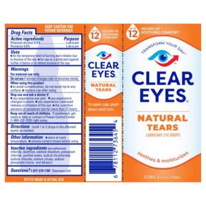 Clear Eyes Natural Tears Lubricant Eye Drops, 0.5 Fl Oz