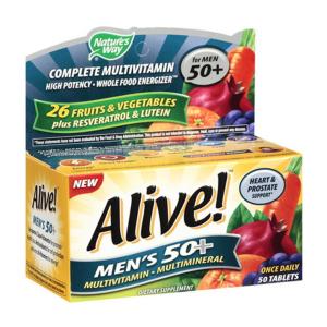 Nature's Way Alive! Men’s 50+ Complete Multivitamin, High Potency B-Vitamins, 50 Tablets