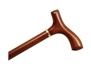 Alex Orthopedic Ladies Wood Cane With Fritz Handle And Collar - Brown Stain