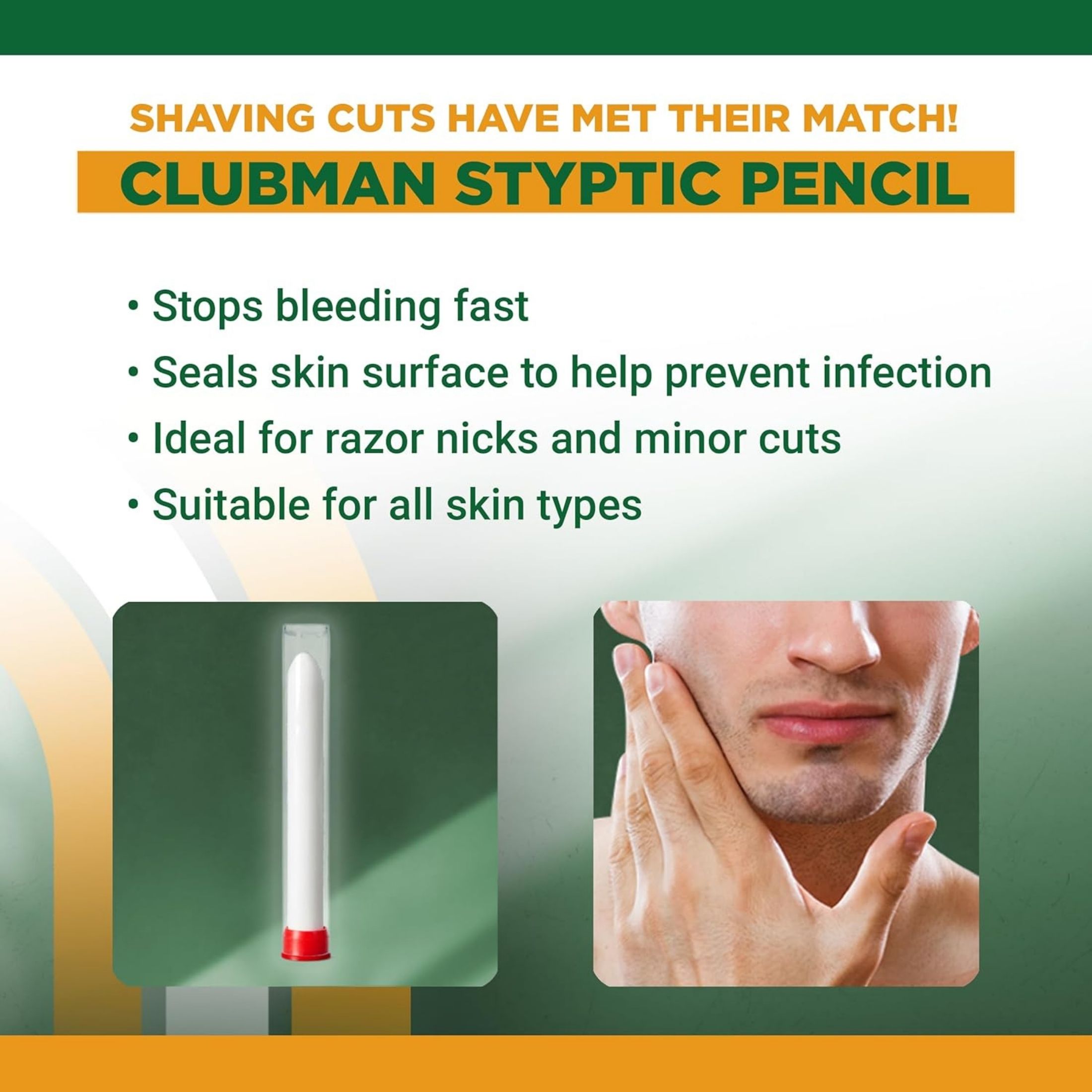 Pinaud Clubman Styptic Pencil Travel Size 0.33 Oz