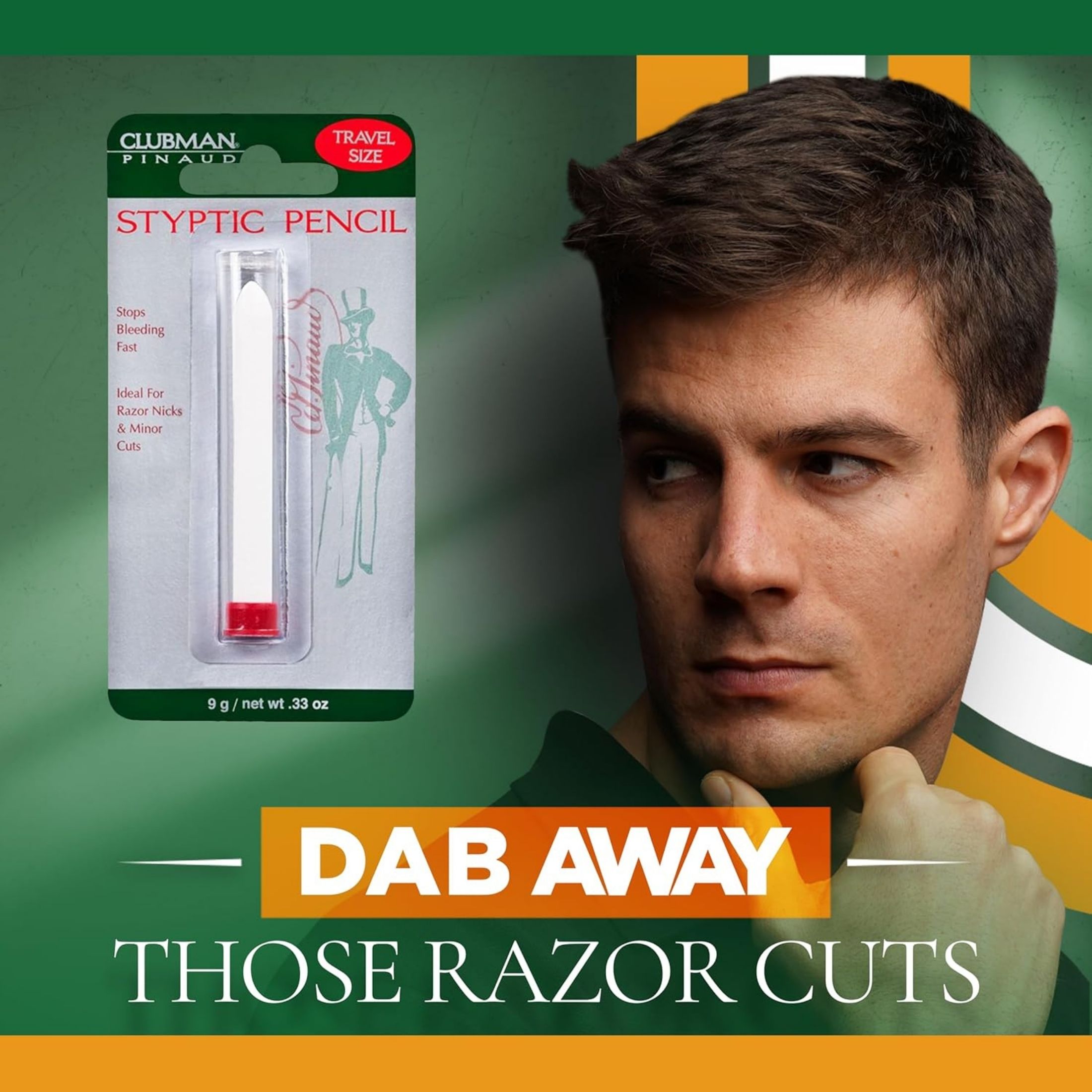 Pinaud Clubman Styptic Pencil Travel Size 0.33 Oz