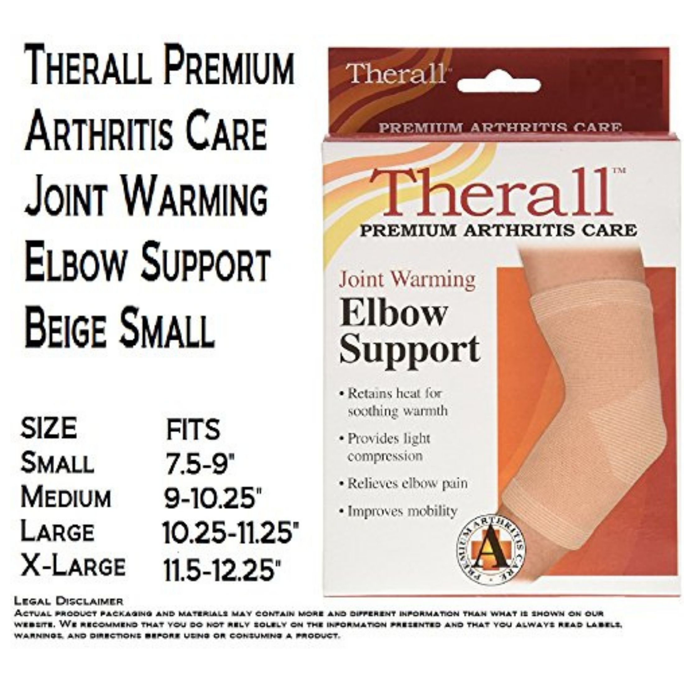 Therall Joint Warming Elbow Support, Beige, Large