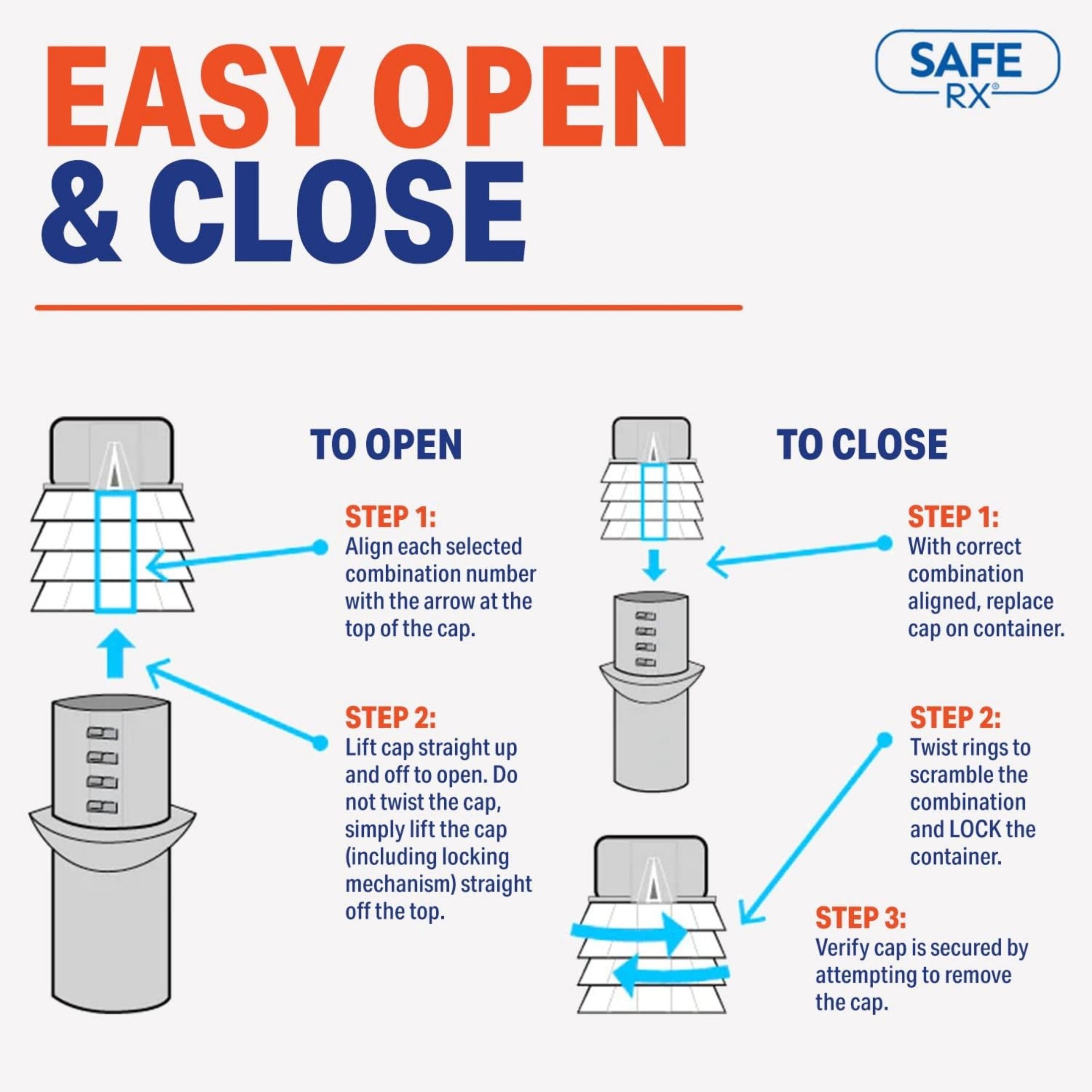 Safe RX Combination Locking Pill Bottle Safe And Secure