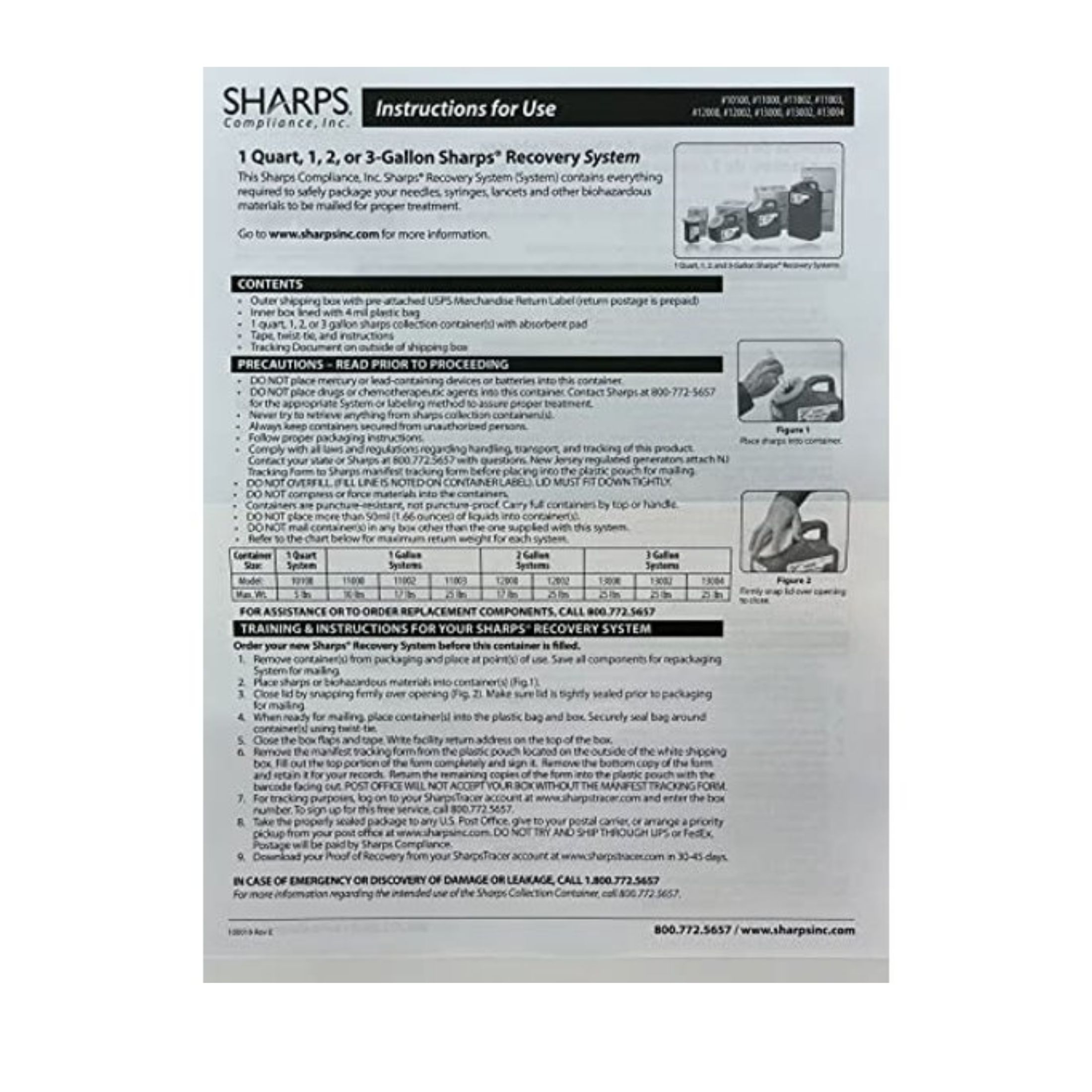 Sharps Compliance Recovery System Mailback Container, 3 Gallon, 17 X 6 X 9 Inch MK