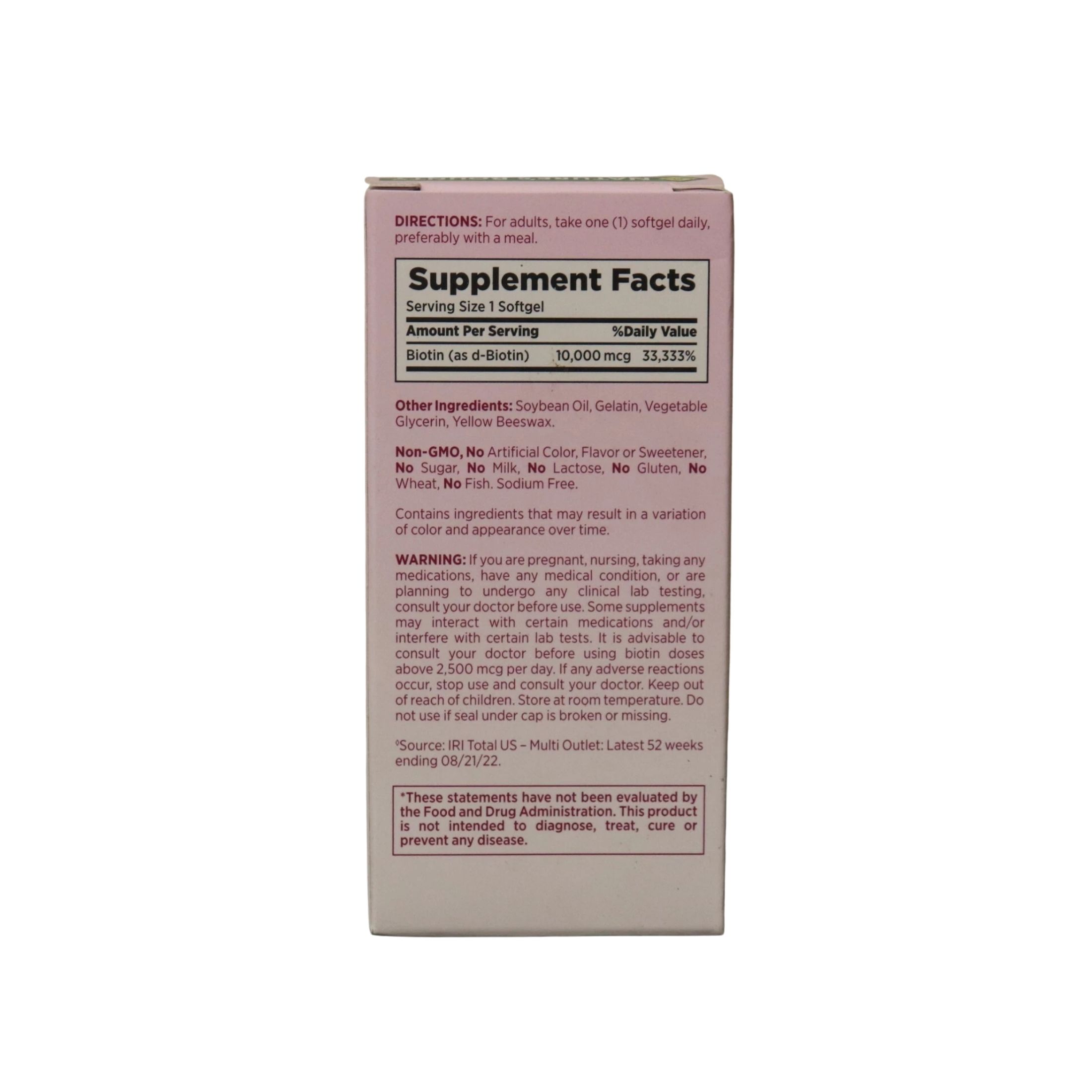 Nature's Bounty Biotin 10000 Mcg, Hair Skin And Nails – 90 Softgels