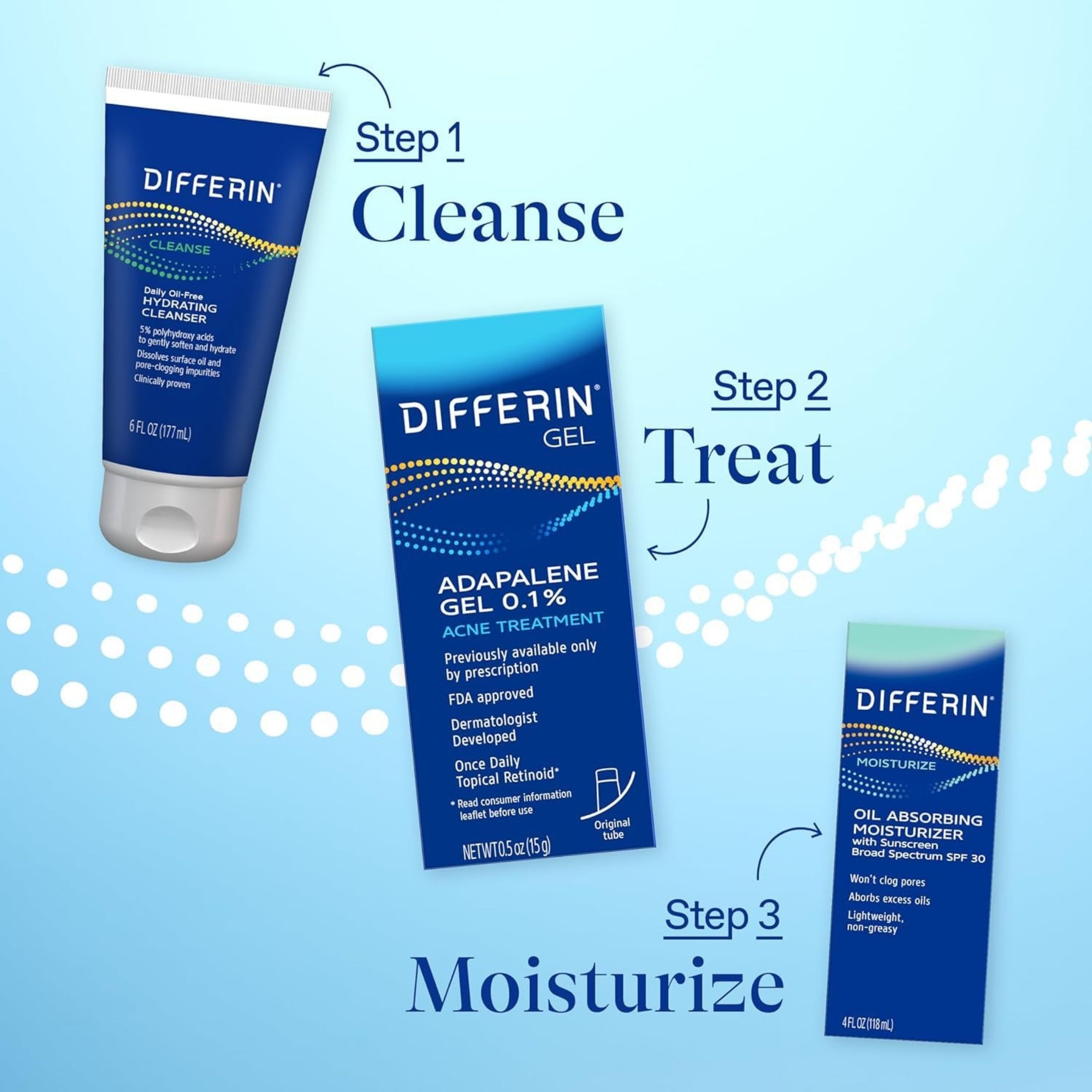 Differin Adapalene Gel 0.1% Acne Treatment - 45g