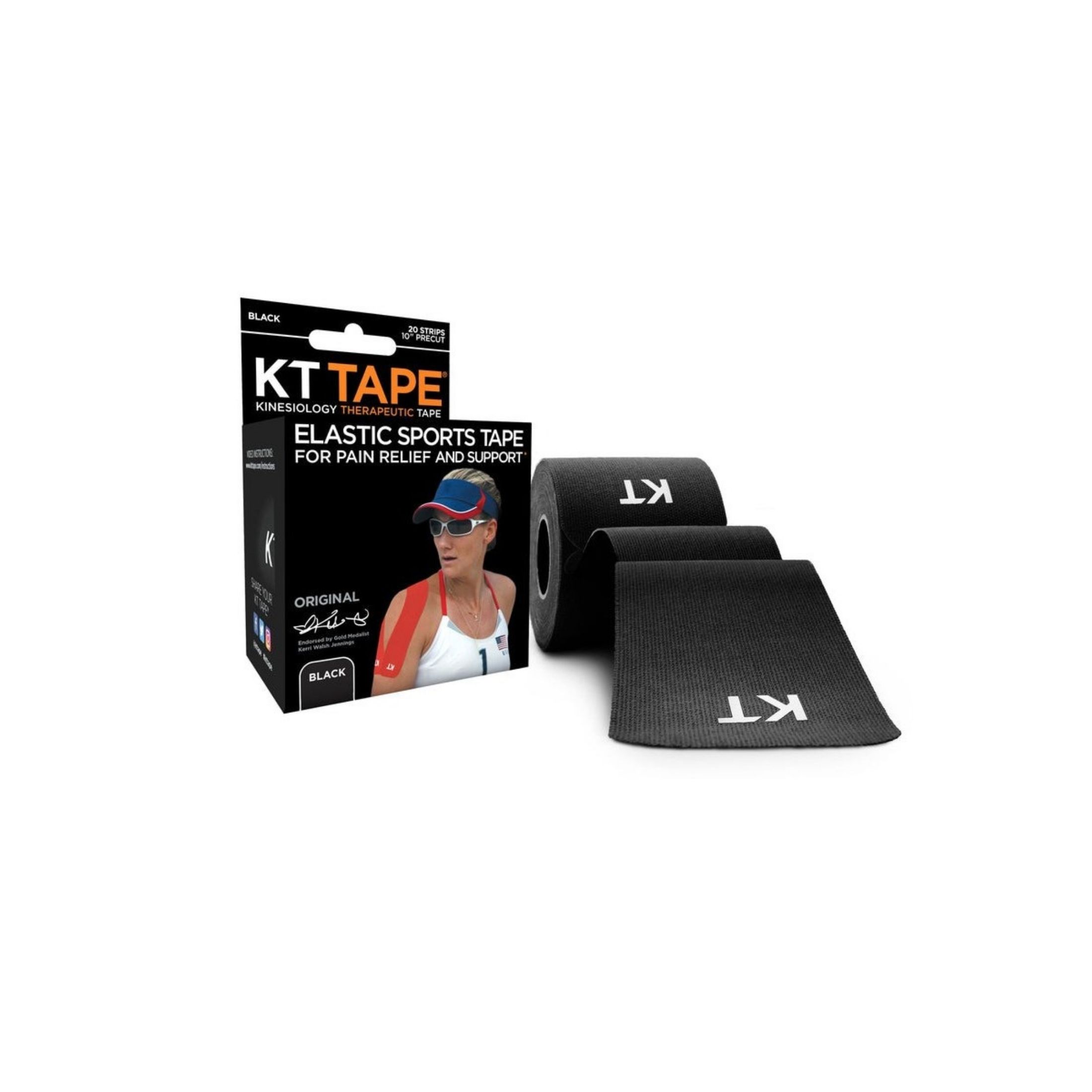 KT Tape Original Cotton Black Kinesiology Therapeutic