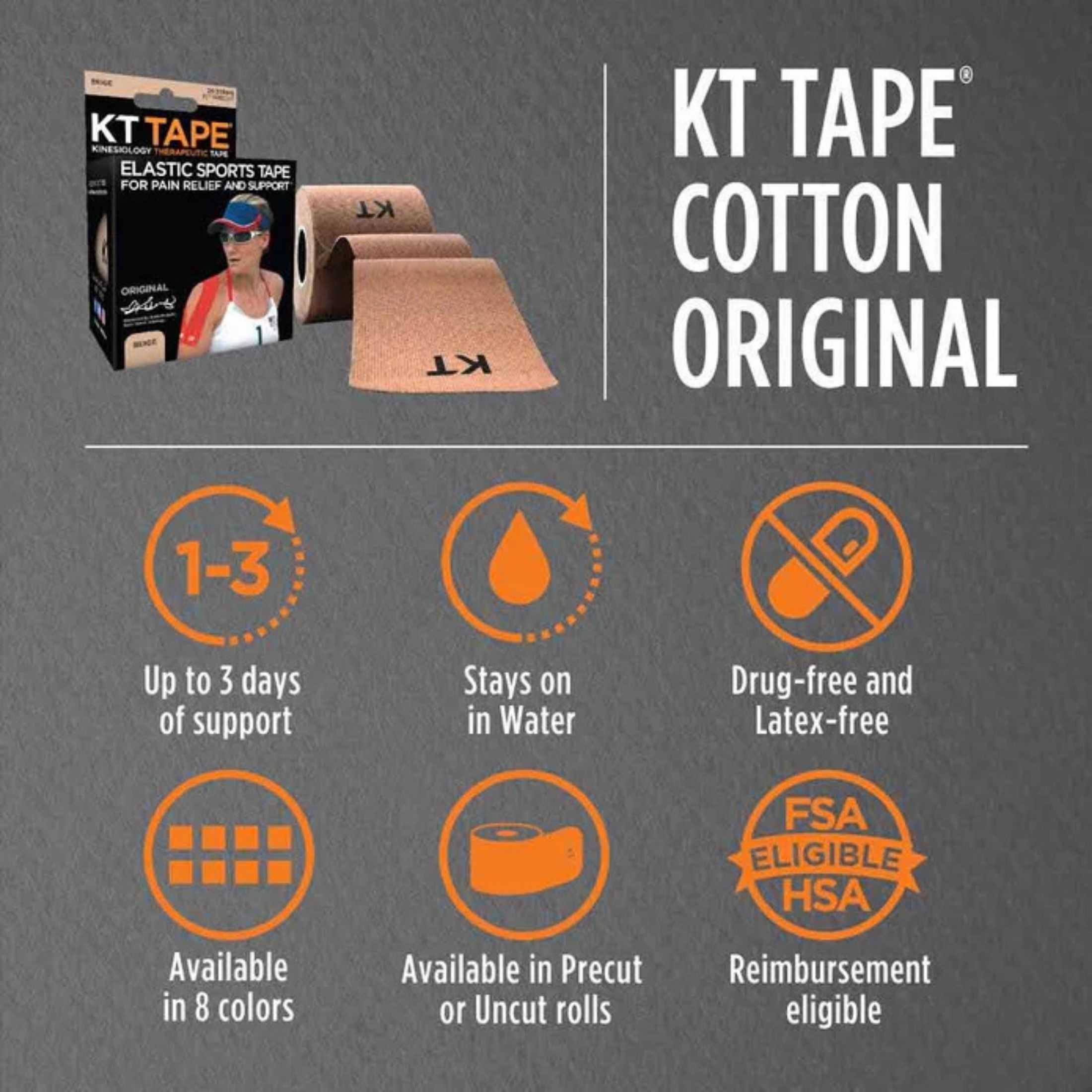 KT Tape Kinesiology Therapeutic Body Roll Of 20 Strips