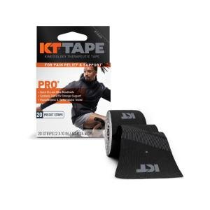 KT Tape Pro Synthetic Kinesiology Therapeutic Sports 20 Precut, 10 Strips, Jet Black