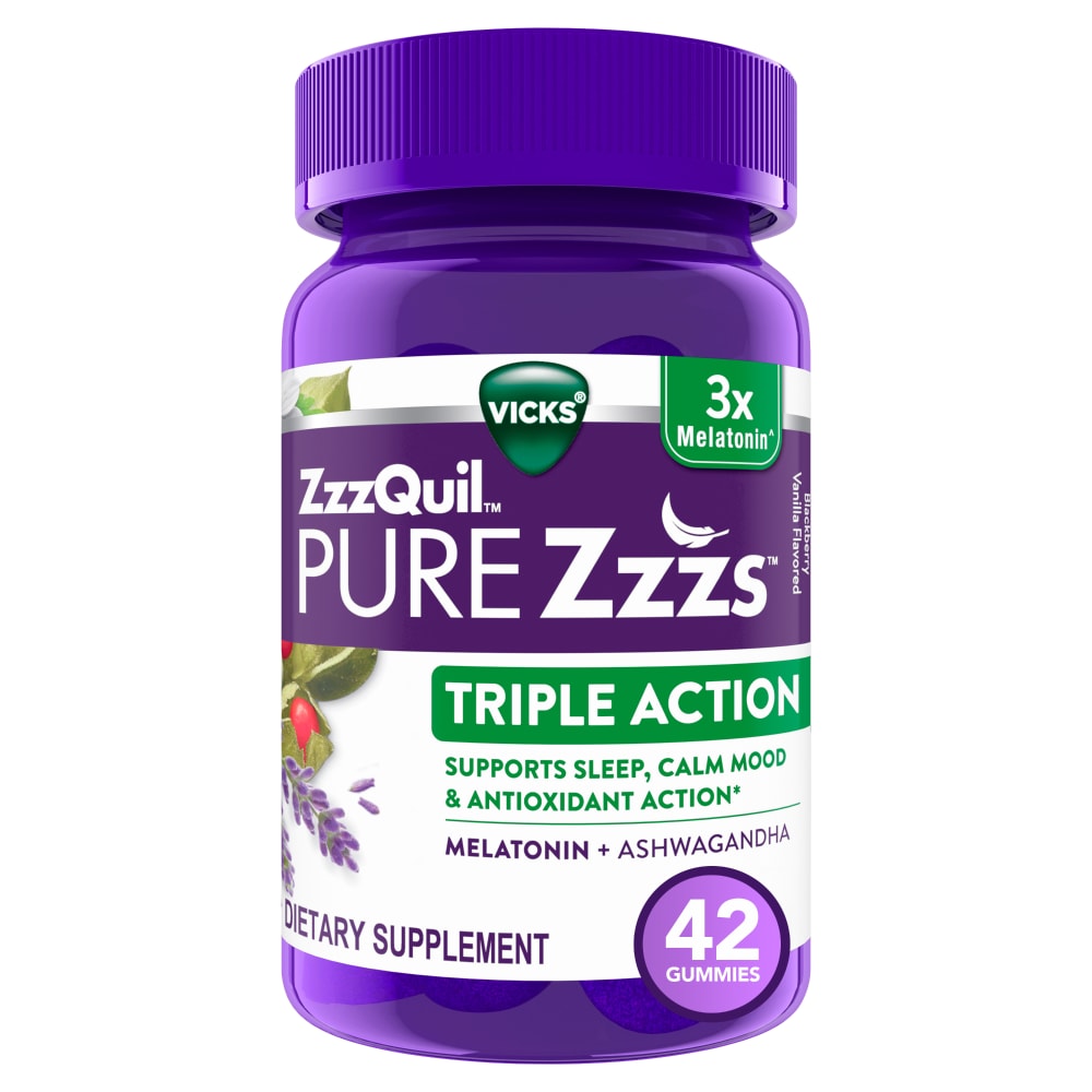 Vicks ZzzQuil Pure Zzzs Triple Action Gummy Melatonin Sleep Aid, 6mg
