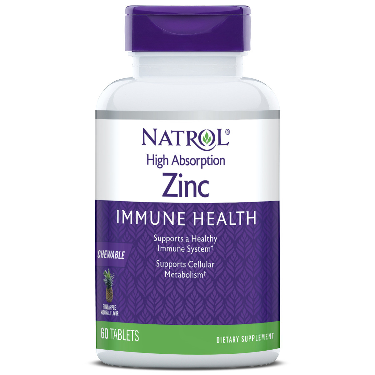 Natrol High Absorption Immune Health Pineapple Zinc Chewable Tablets