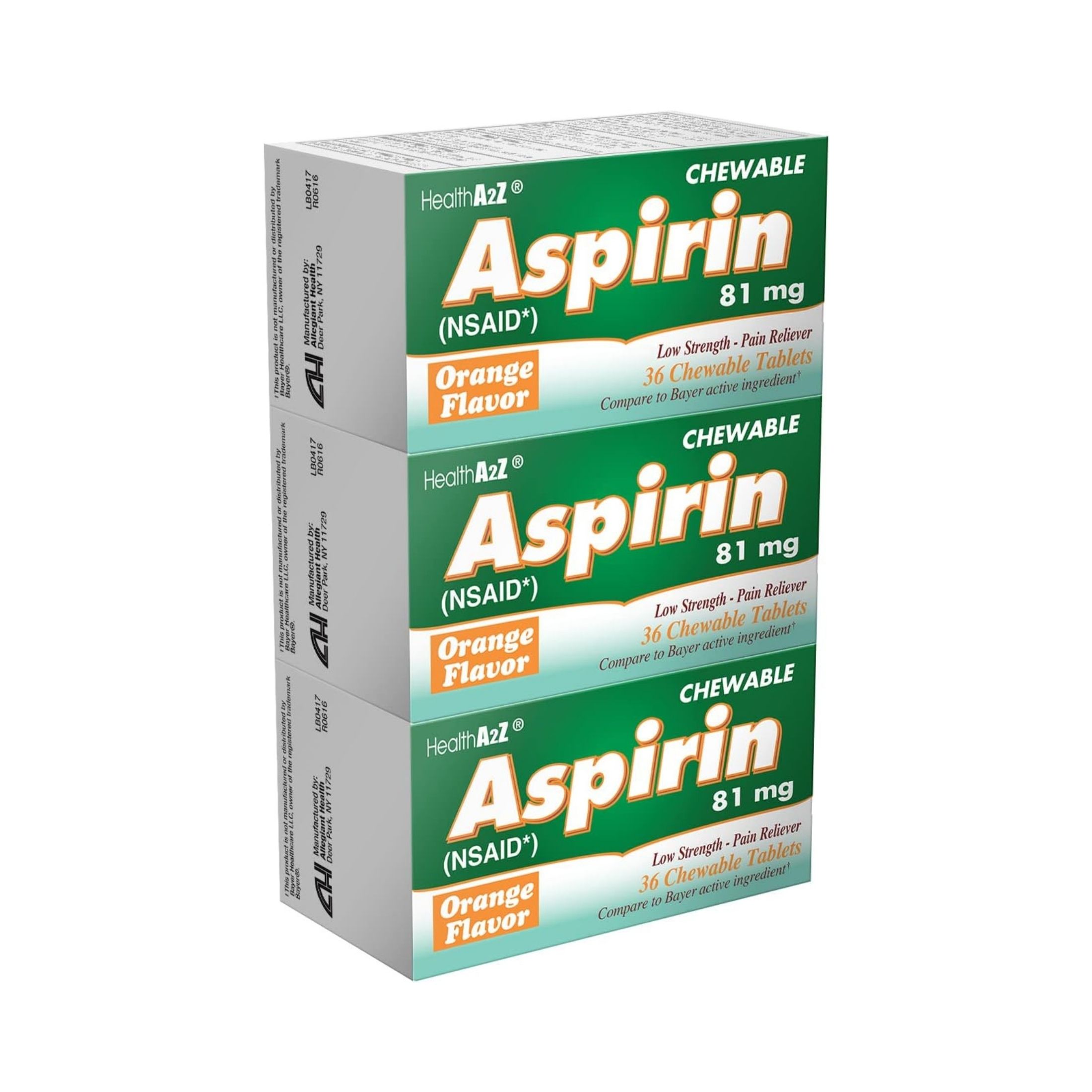 HealthA2Z A2 Aspirin, Low Strength, 81 Mg, Chewable Tablets, Orange Flavor