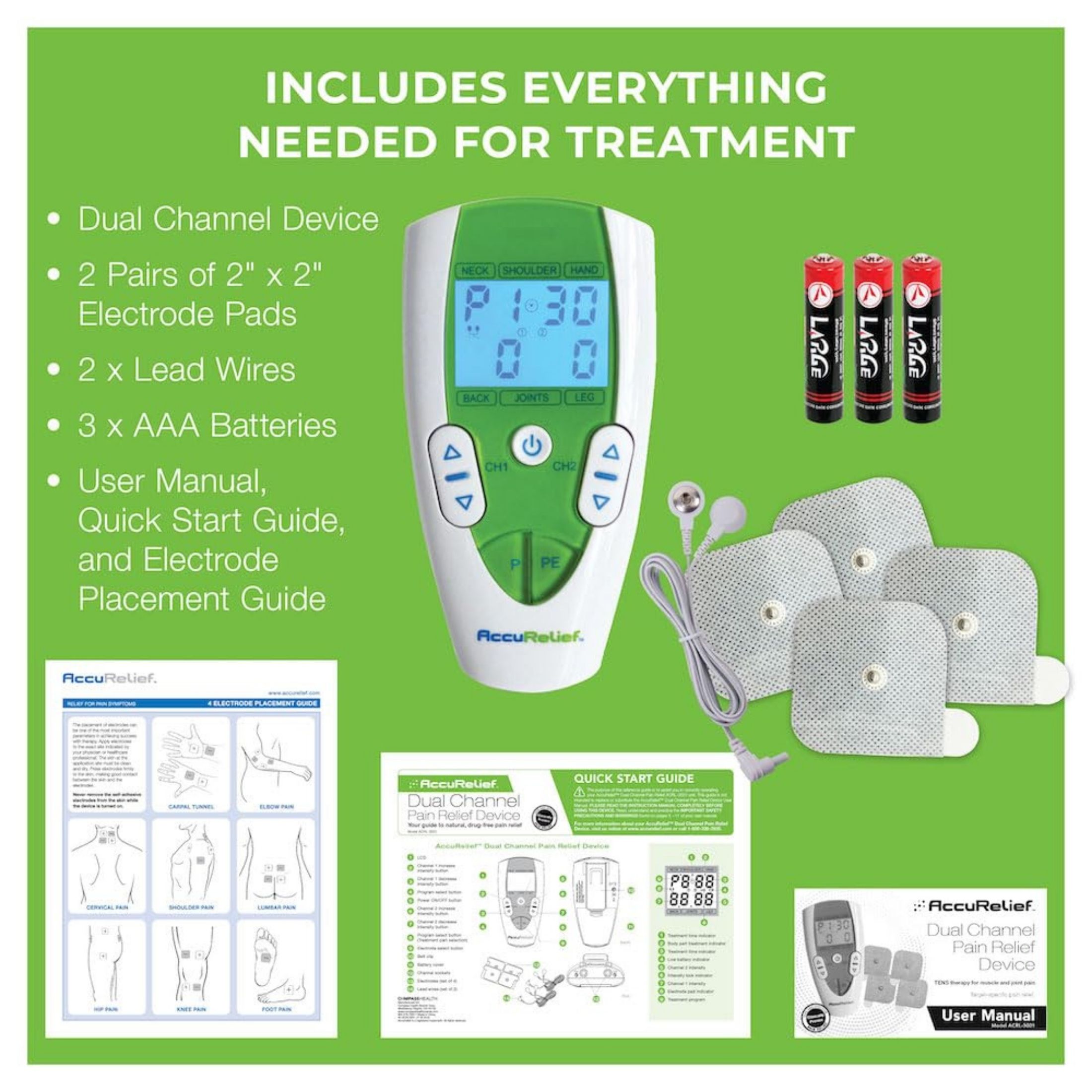 AccuRelief Dual Channel TENS Therapy Electrotherapy Pain System