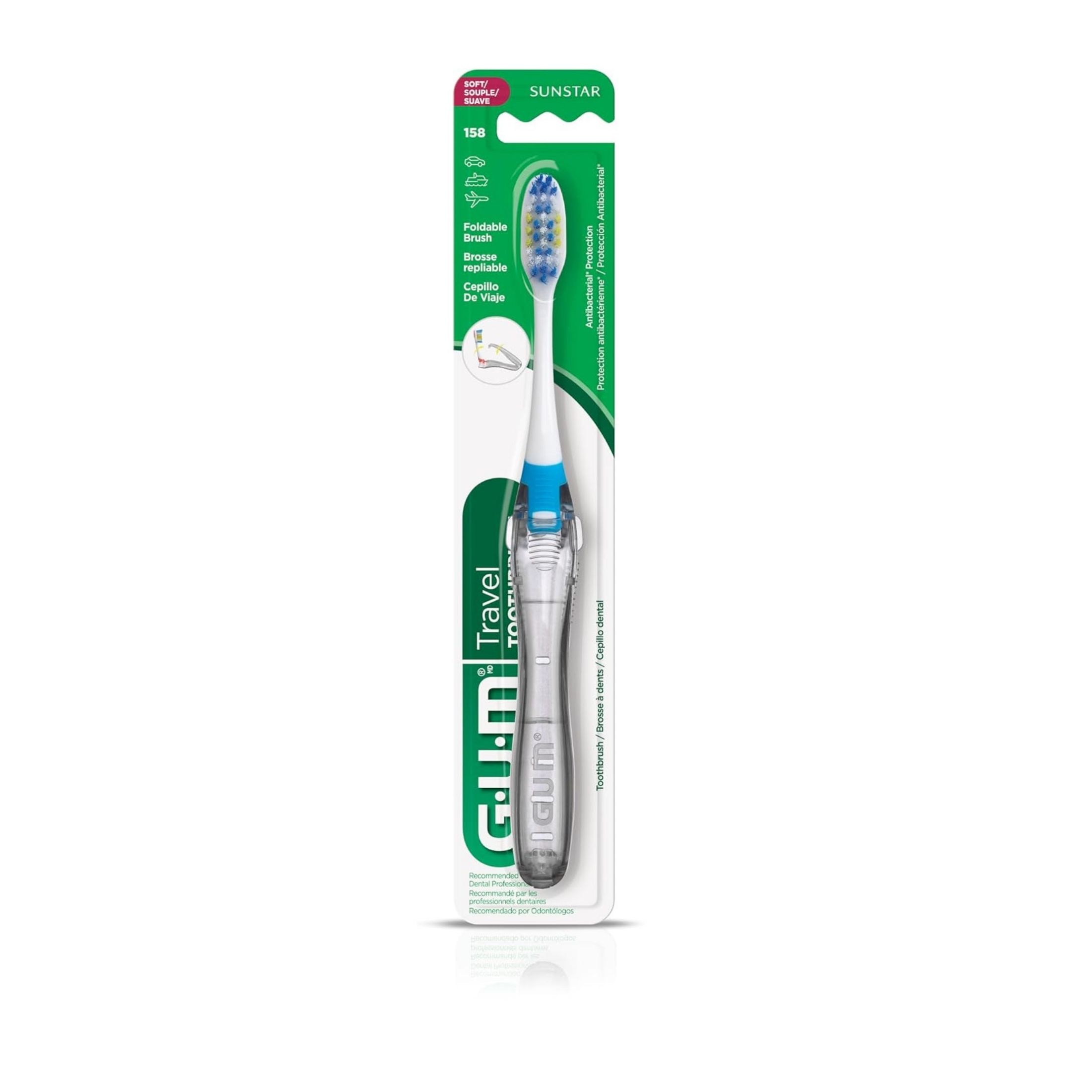 Gum Folding Travel Toothbrush, Soft Assorted