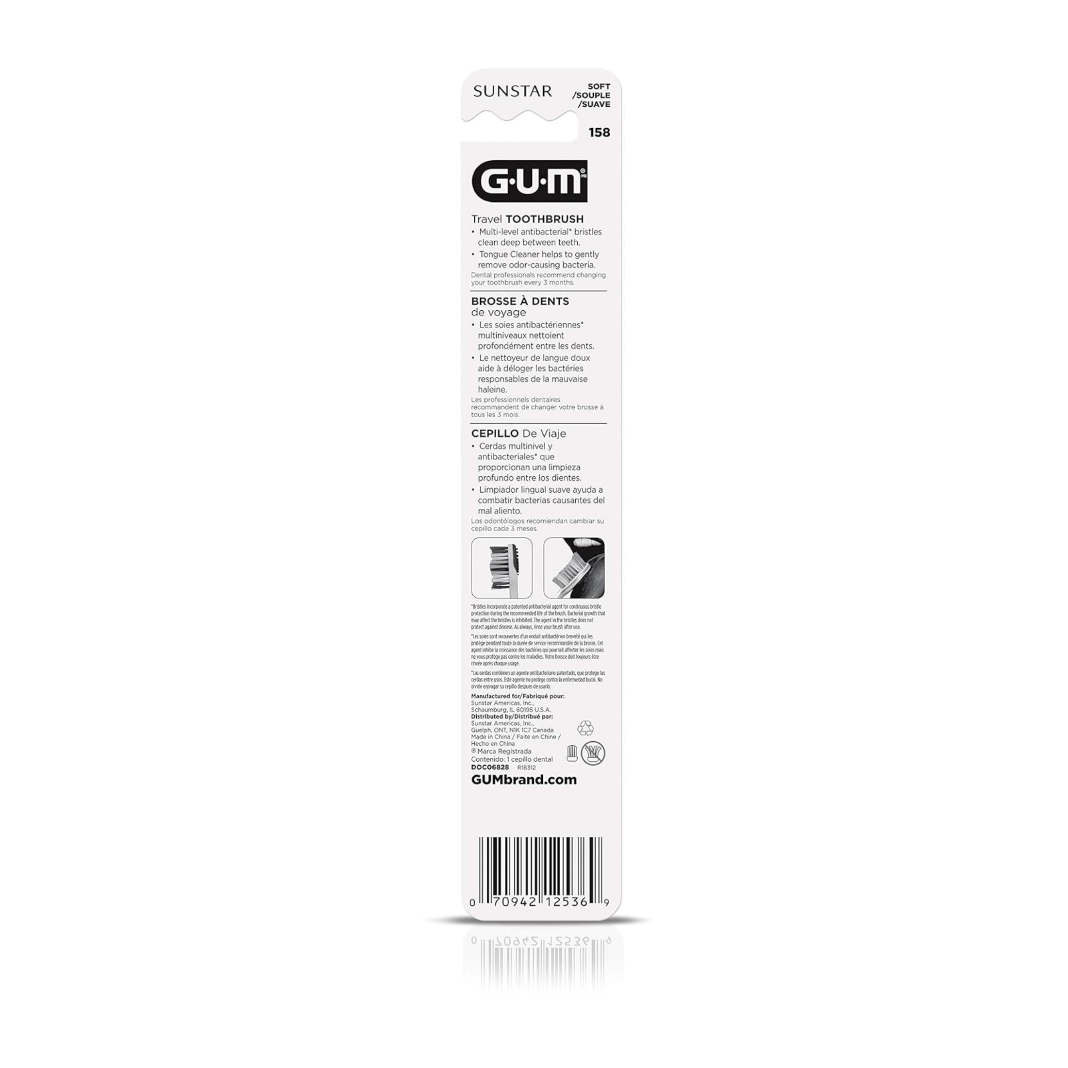 Gum Folding Travel Toothbrush, Soft Assorted