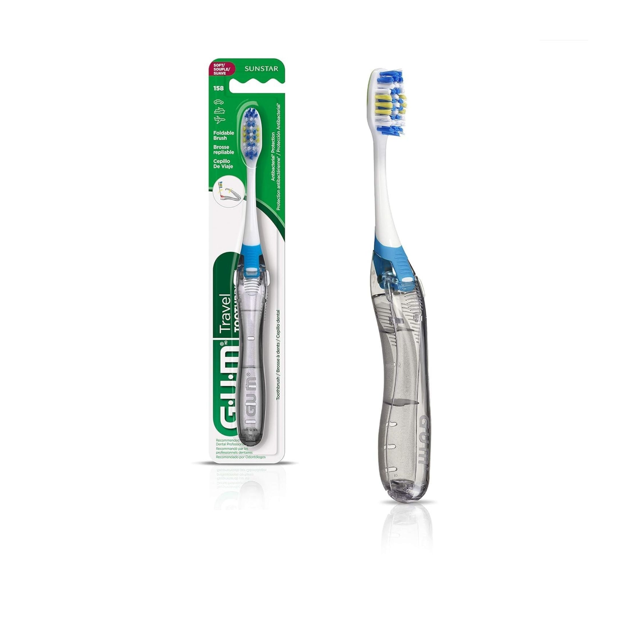 Gum Folding Travel Toothbrush, Soft Assorted