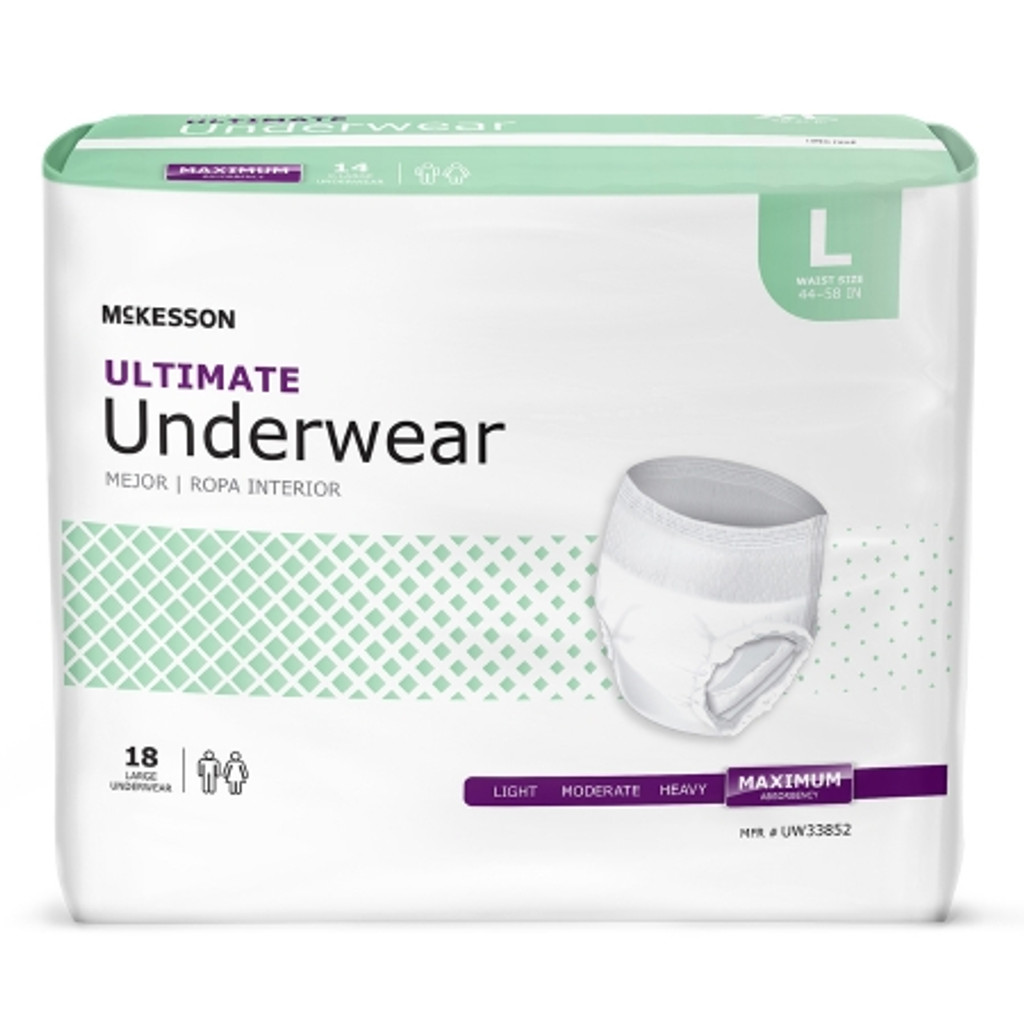 Mckesson Unisex Adult Absorbent Underwear Pull On With Tear Away Seams Large Disposable Heavy Absorbency, 72 EA/CS