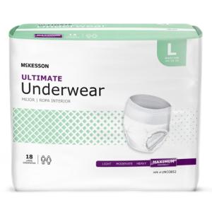Mckesson Unisex Adult Absorbent Underwear Pull On With Tear Away Seams Large Disposable Heavy Absorbency, 72 EA/CS