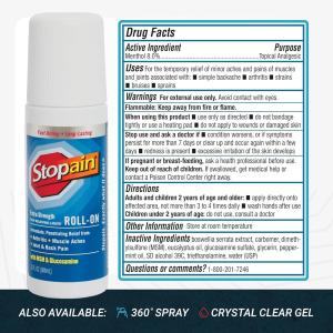 Stopain Extra Strength Pain Relief Roll-On, 3 Ounce