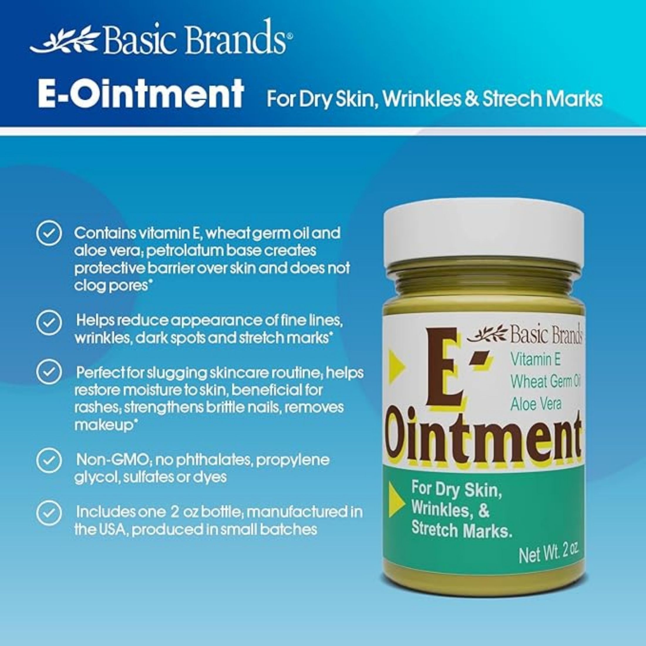 Basic Organics Vitamin E Natural Ointment 2 Oz