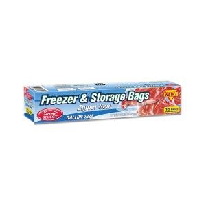 Home Select Freezer & Storage Bags, Zipper Seal, Gallon Size