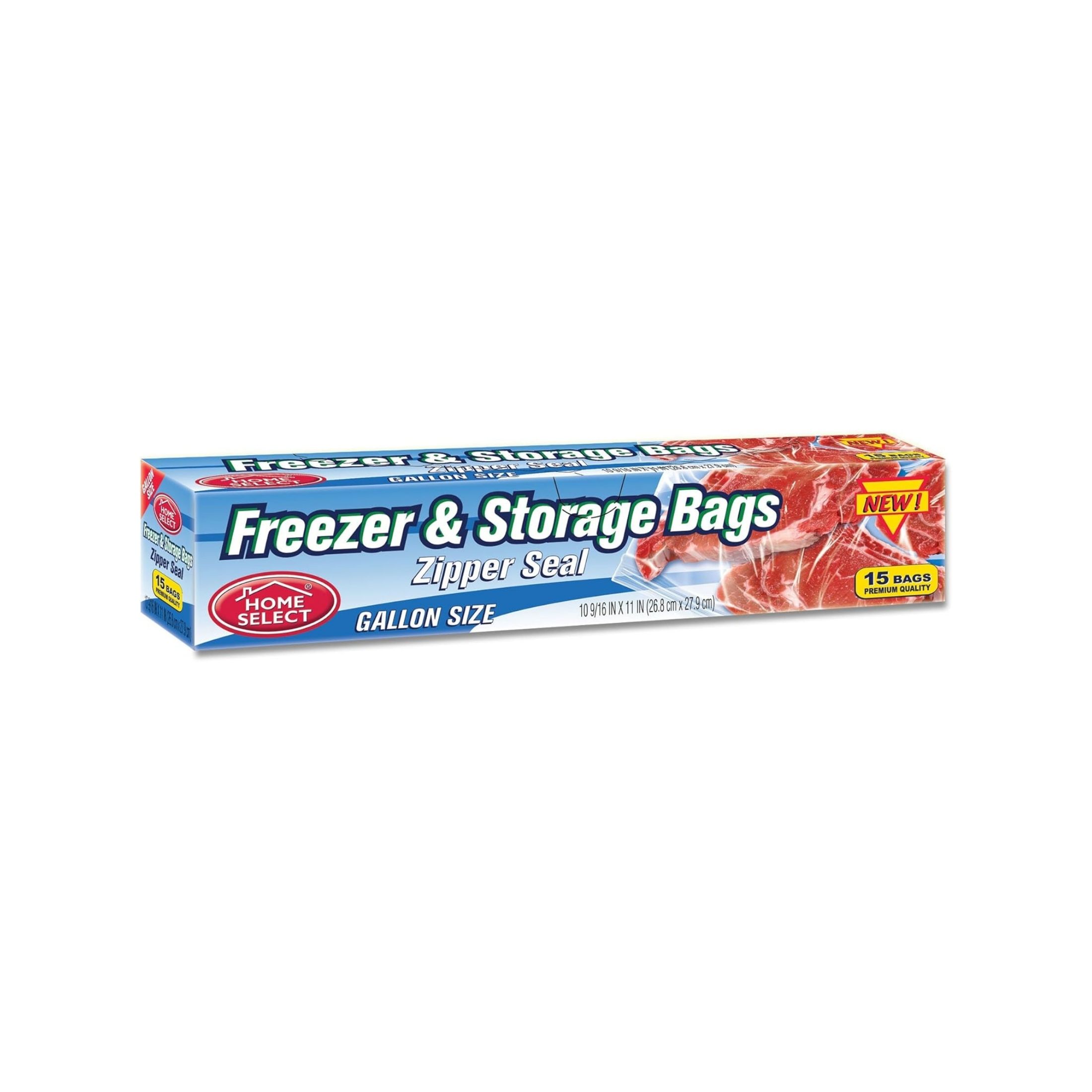Home Select Freezer & Storage Bags, Zipper Seal, Gallon Size