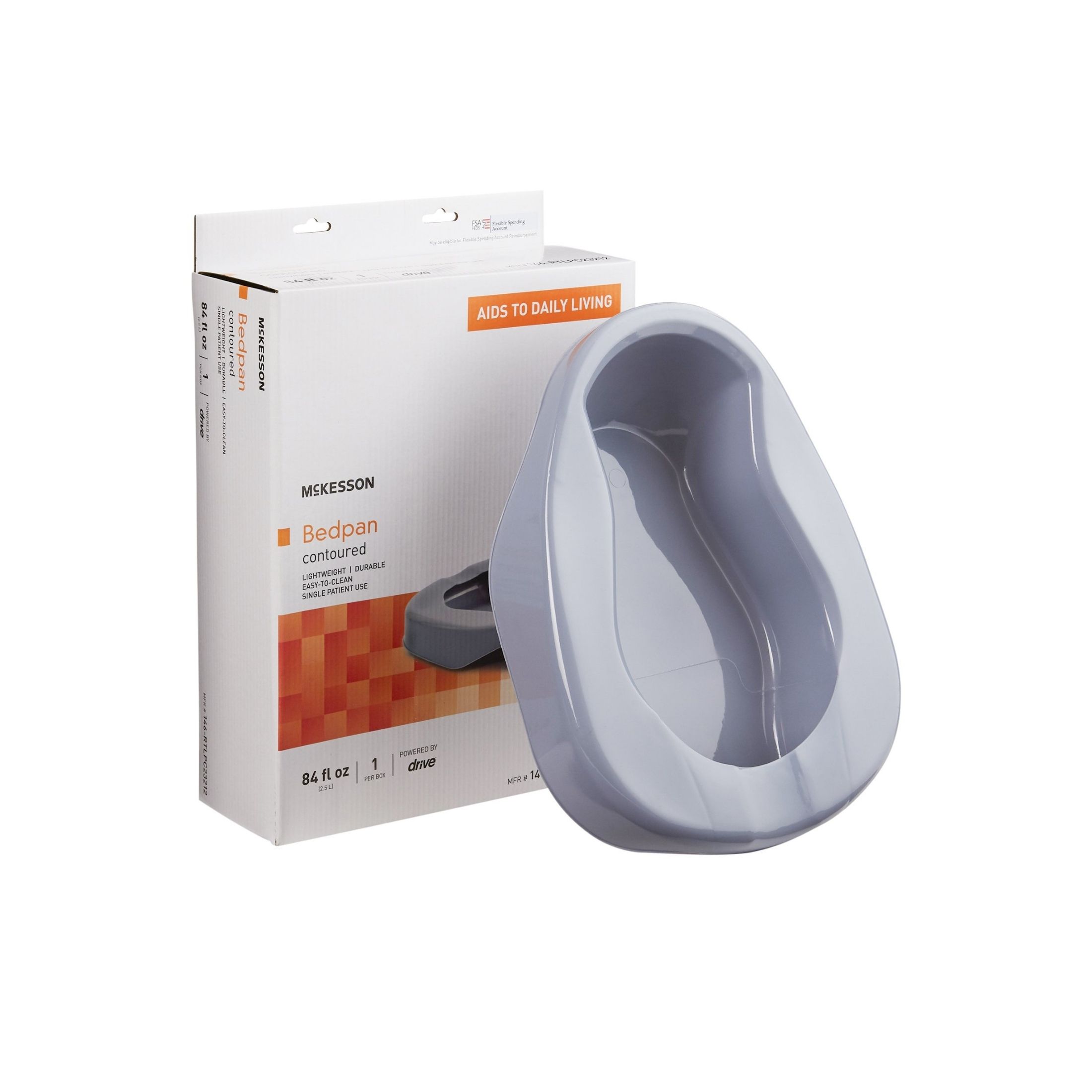 McKesson Contoured Bedpan 4-1/4 Inch Polyethylene Gray 1 Each 146-RTLPC23212