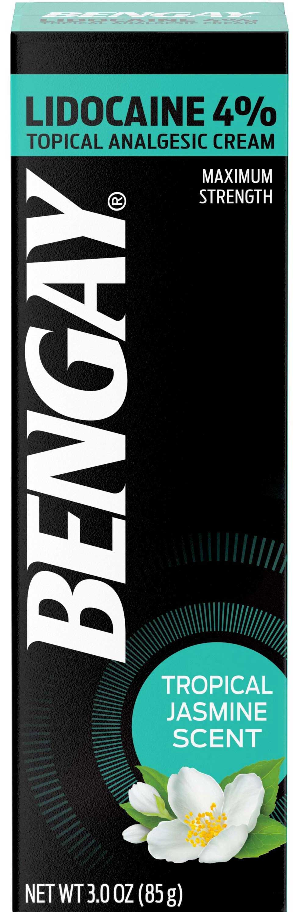 Bengay Topical Analgesic Cream, Lidocaine 4%, Maximum Strength, Tropical Jasmine Scent 3 Oz