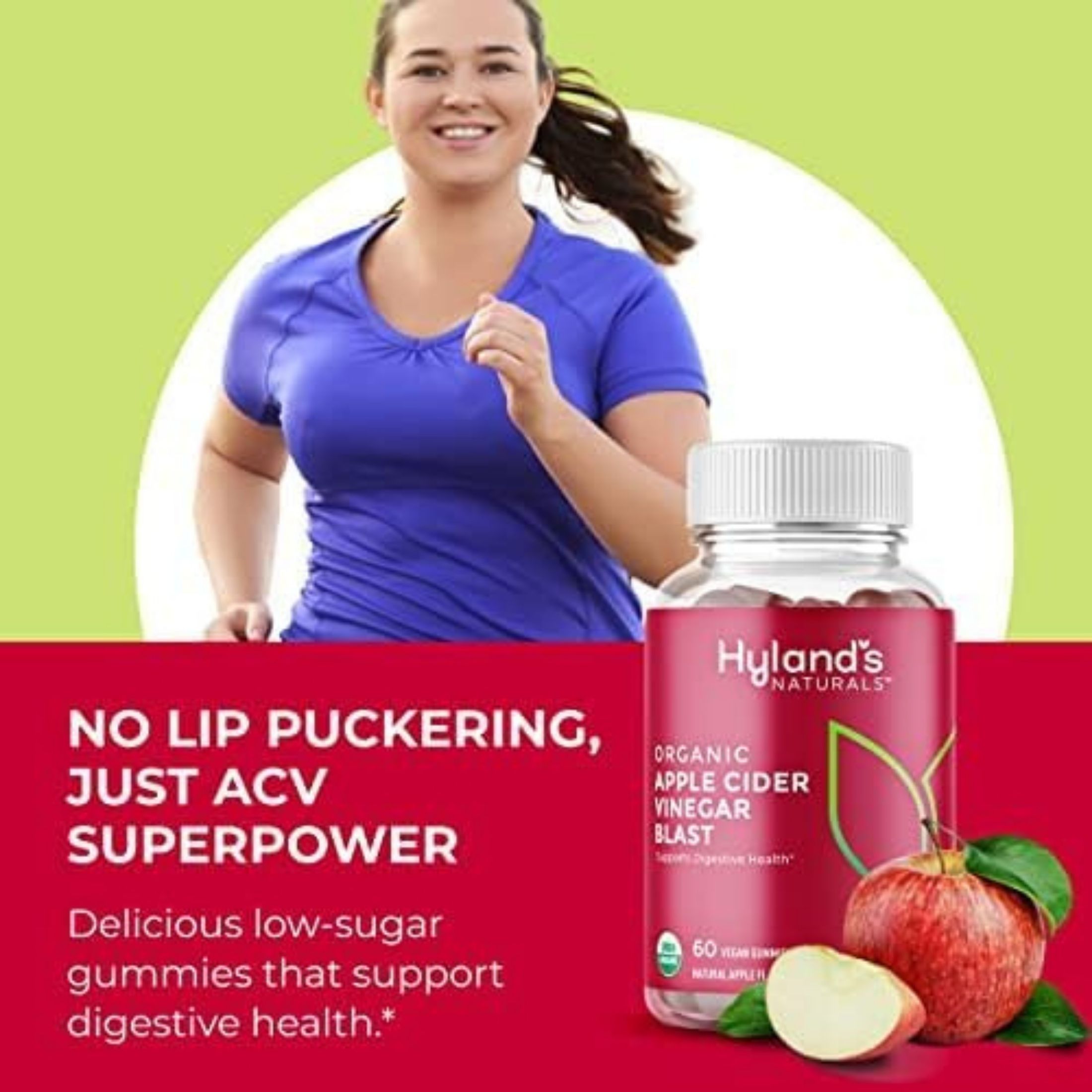 Hyland's Naturals, Organic Apple Cider Vinegar Blast Gummies, Natural Apple, 60 Vegan Gummies