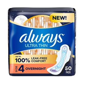 Always Ultra Thin Pads Size 4, Overnight With Wings