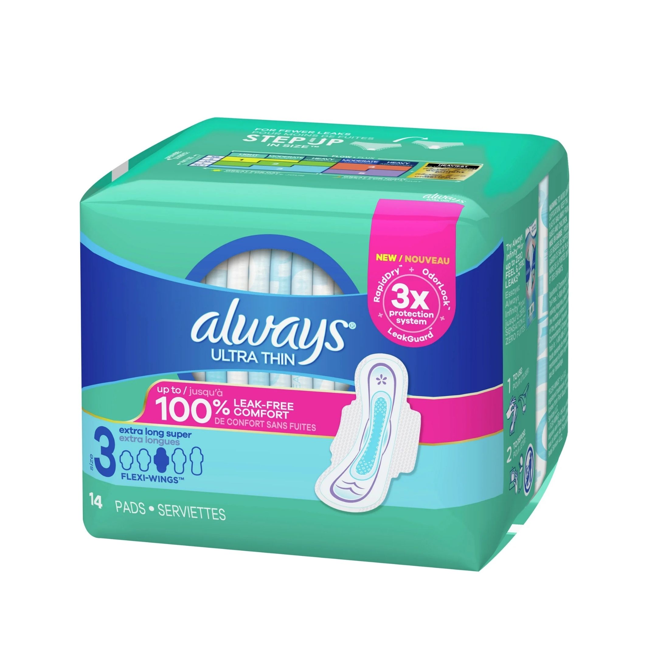 Always Pads, Flex Wings, Ultra Thin, Extra Long Super, Size 3
