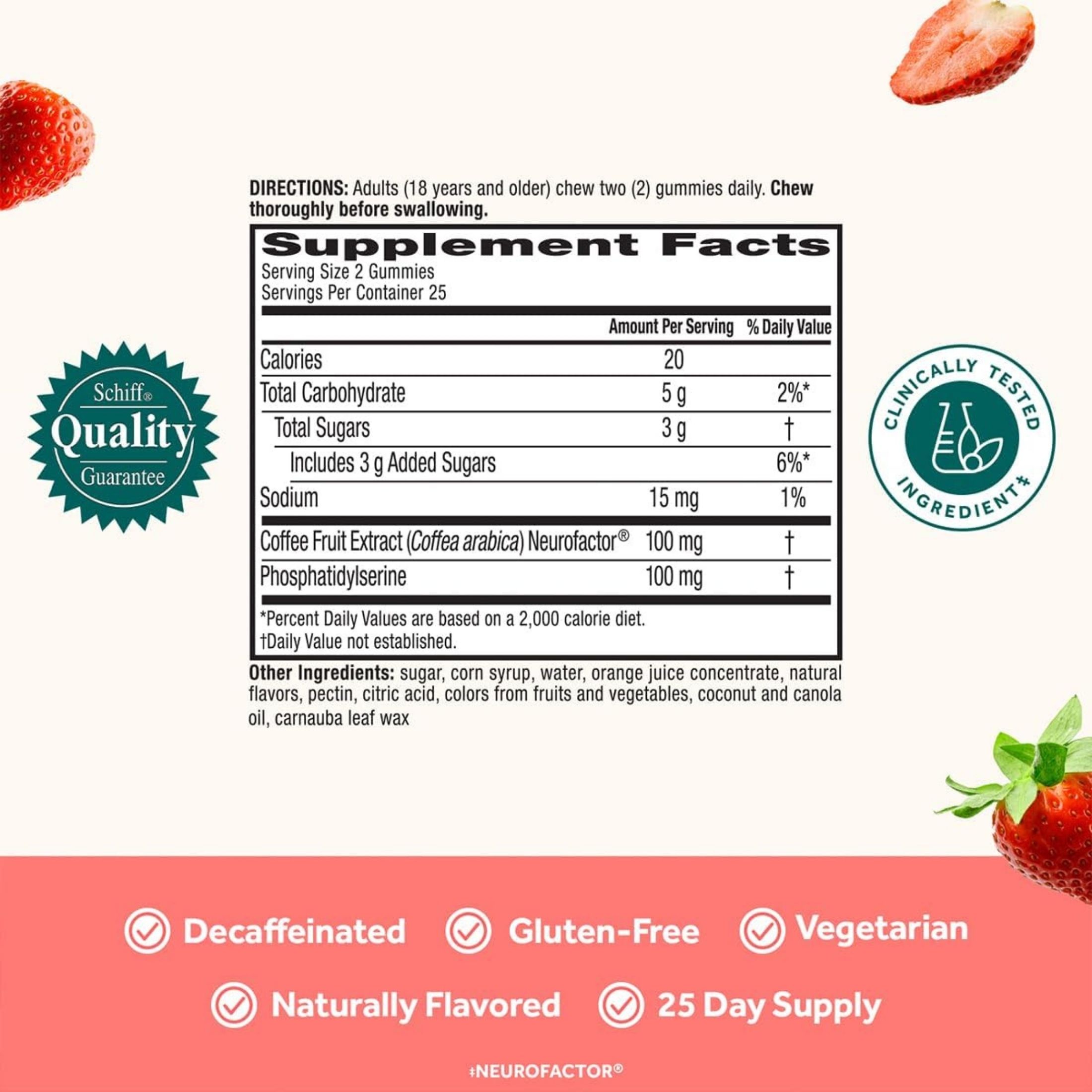 Neuriva Brain Performance, Strawberry Flavored, Original