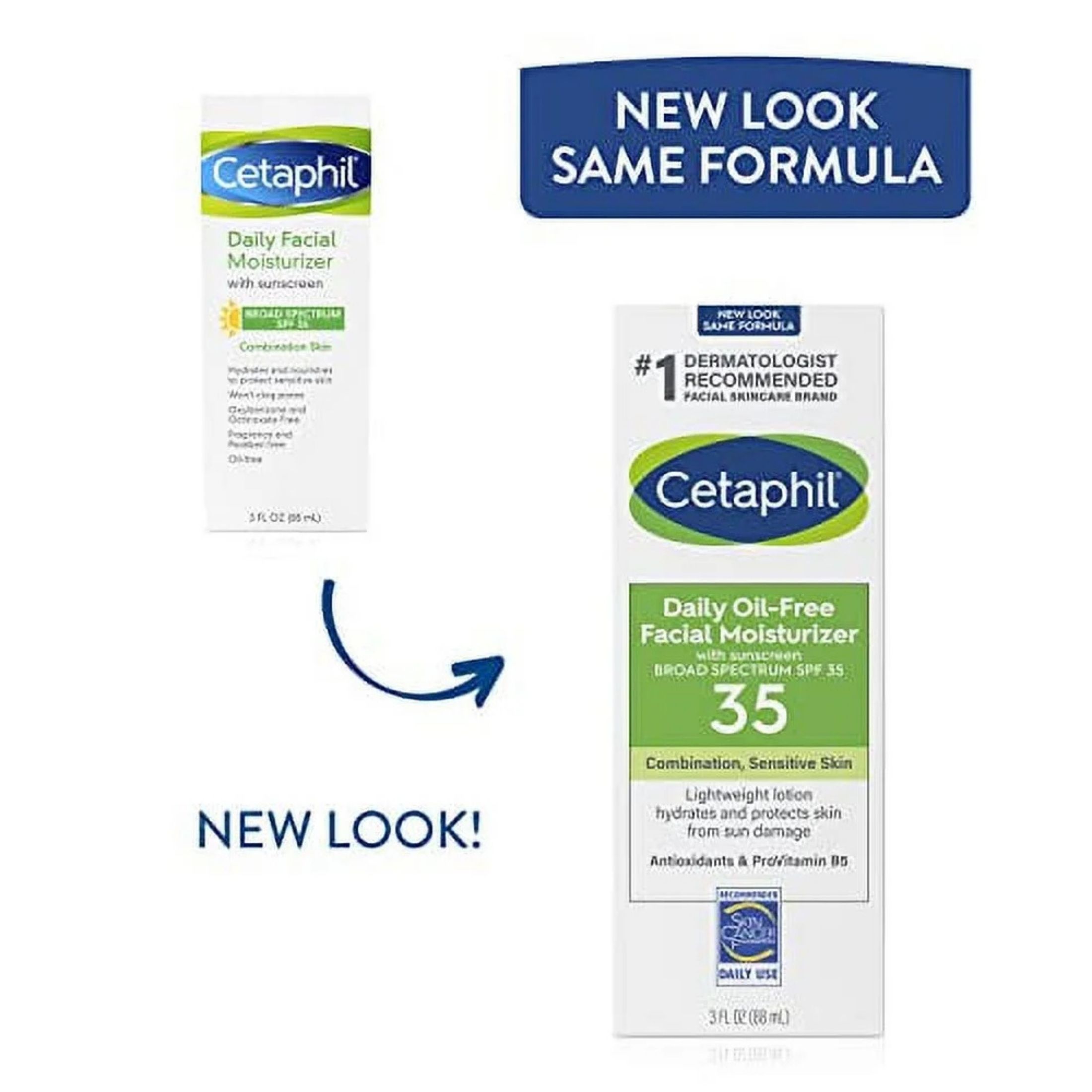 Cetaphil Facial Moisturizer, Daily, Oil-Free, Broad Spectrum SPF 35 3 Fl Oz