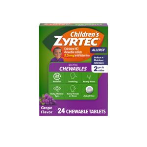 Children's Zyrtec 24 Hour Allergy Chewable Tablets, Grape
