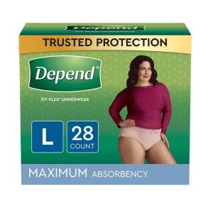 Depend FIT-FLEX Incontinence Underwear For Women - Maximum Absorbency - Blush