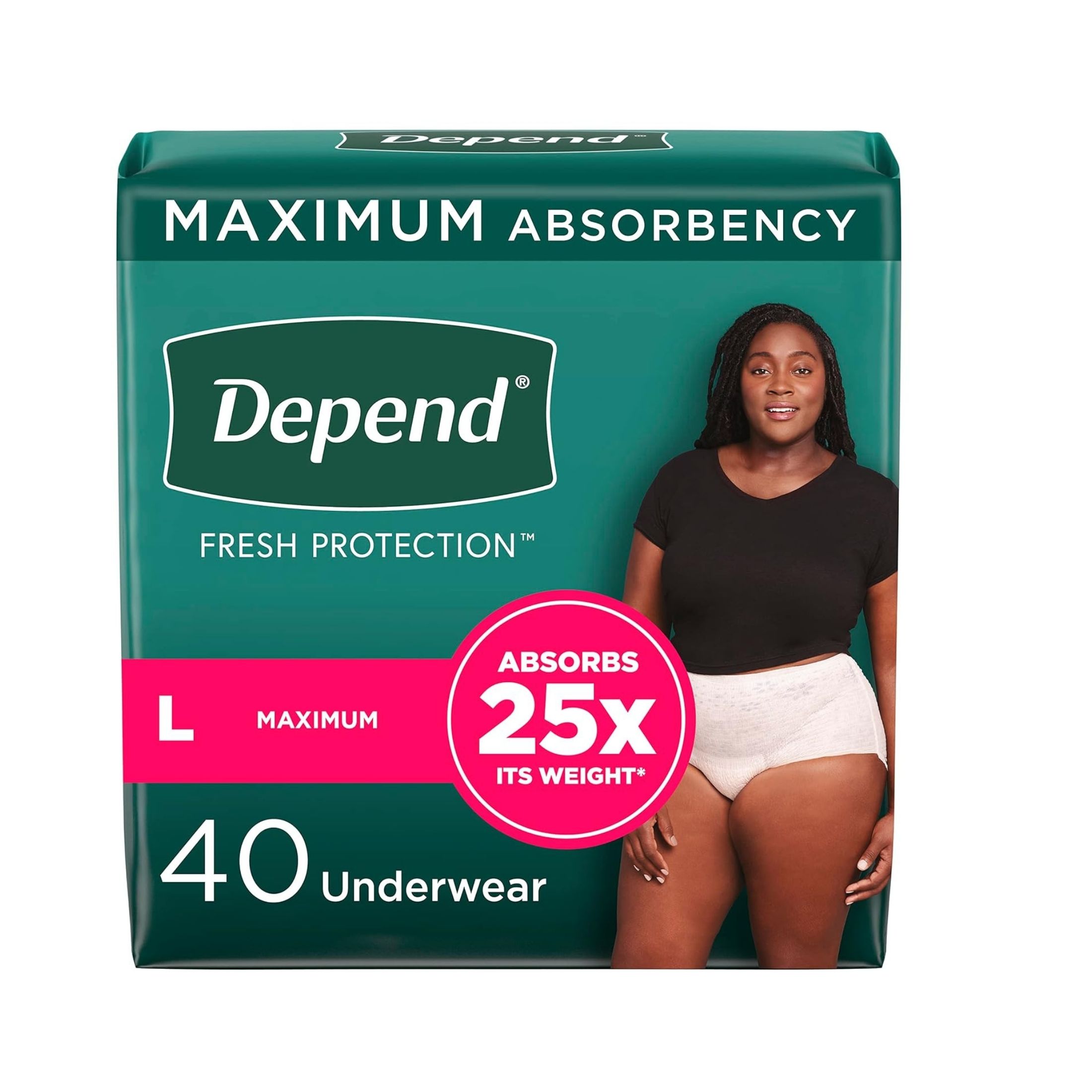 Depend FIT-FLEX Incontinence Underwear For Women, Disposable, Maximum Absorbency, Extra-Large, Blush