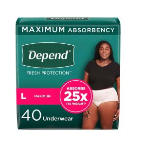Depend FIT-FLEX Incontinence Underwear For Women, Disposable, Maximum Absorbency, Extra-Large, Blush