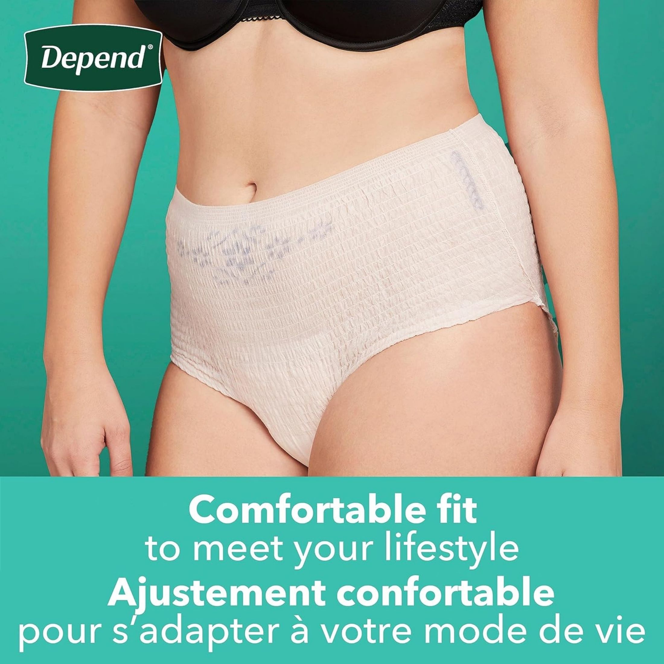 Depend FIT-FLEX Incontinence Underwear For Women, Disposable, Maximum Absorbency, Extra-Large, Blush