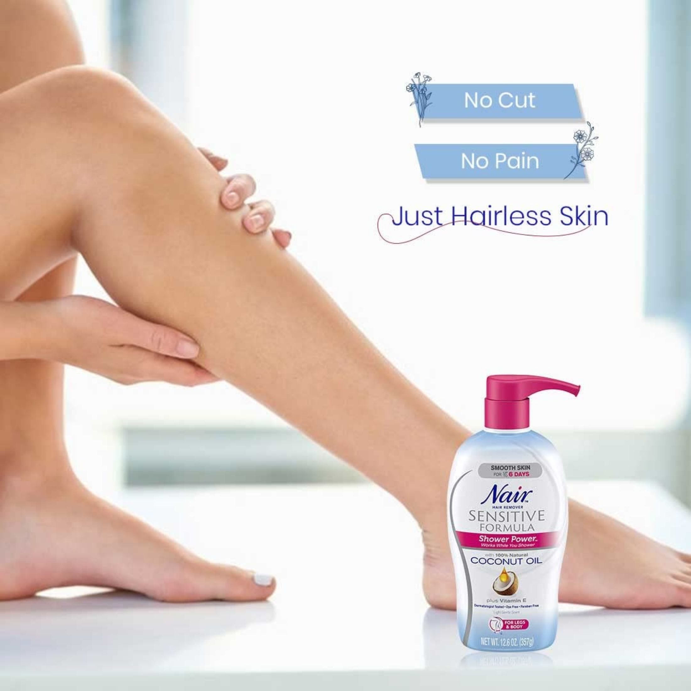 Nair Shower Power Sensitive Formula Coconut Oil Hair Remover