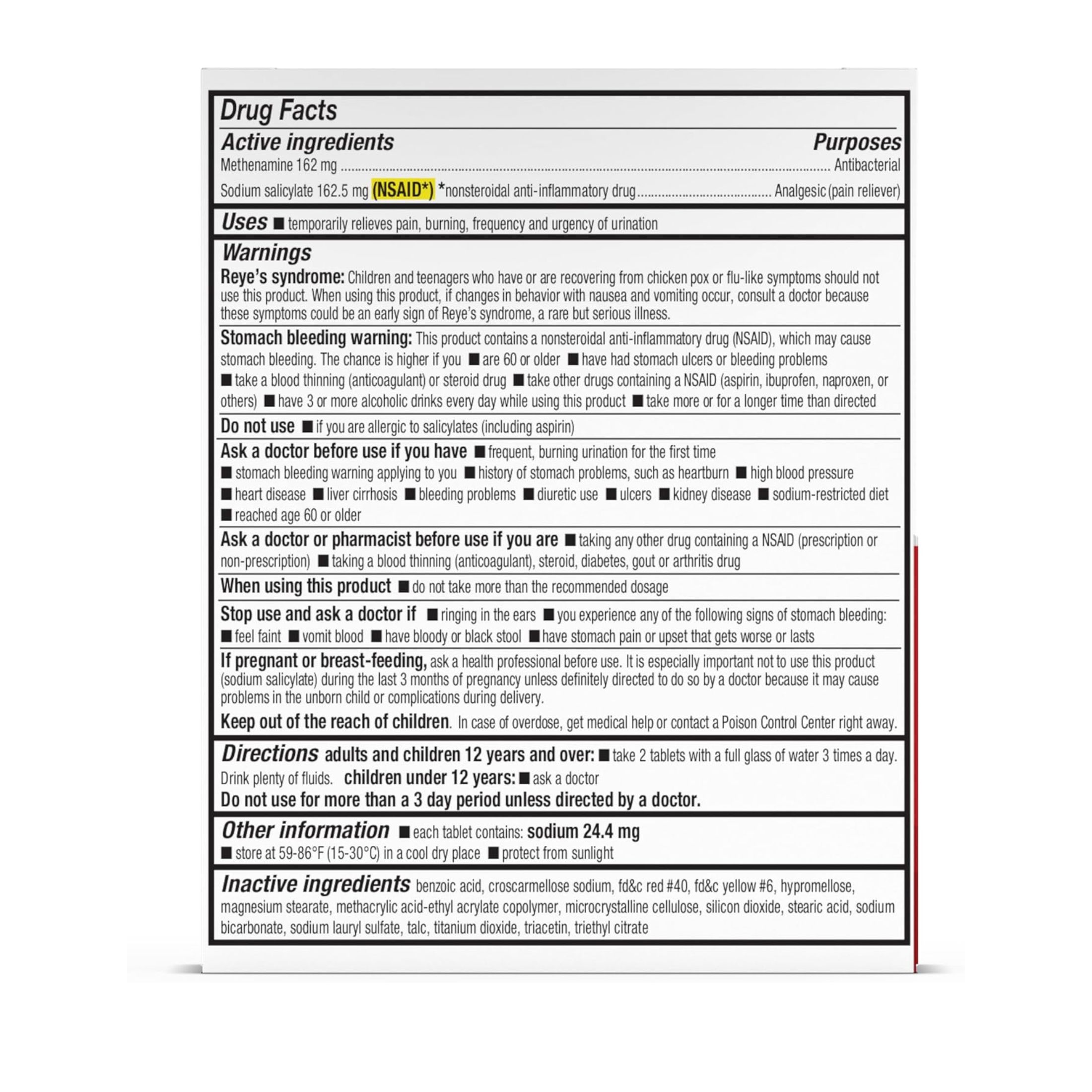 Cystex UTI Bacteria Control Dual Action Pain Relief 48 Tablets